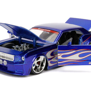 1965 Ford Mustang #5 “L. John’s Racing” Candy Blue with Flame Graphics “Bigtime Muscle” Series 1/24 Diecast Model Car by Jada